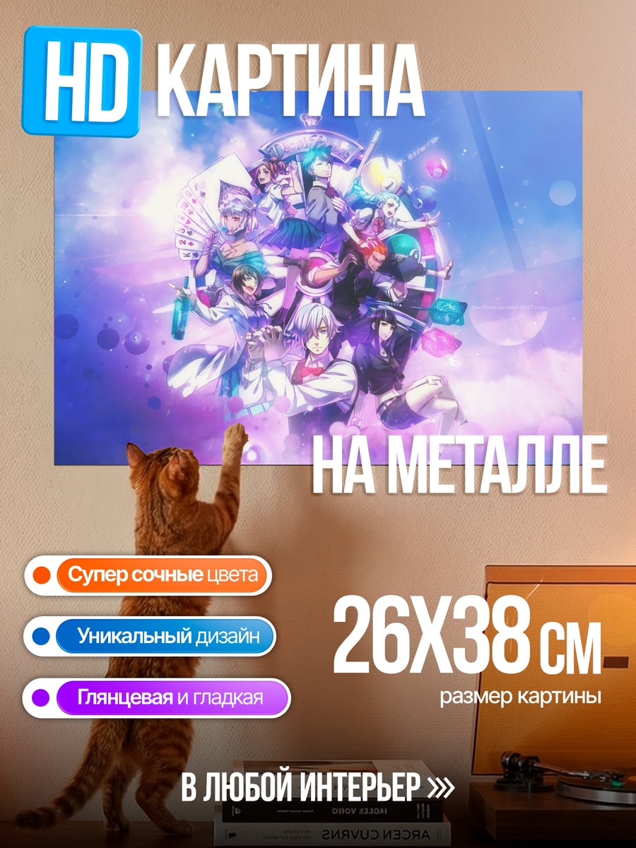 Картина на металле Аниме герои в облаках