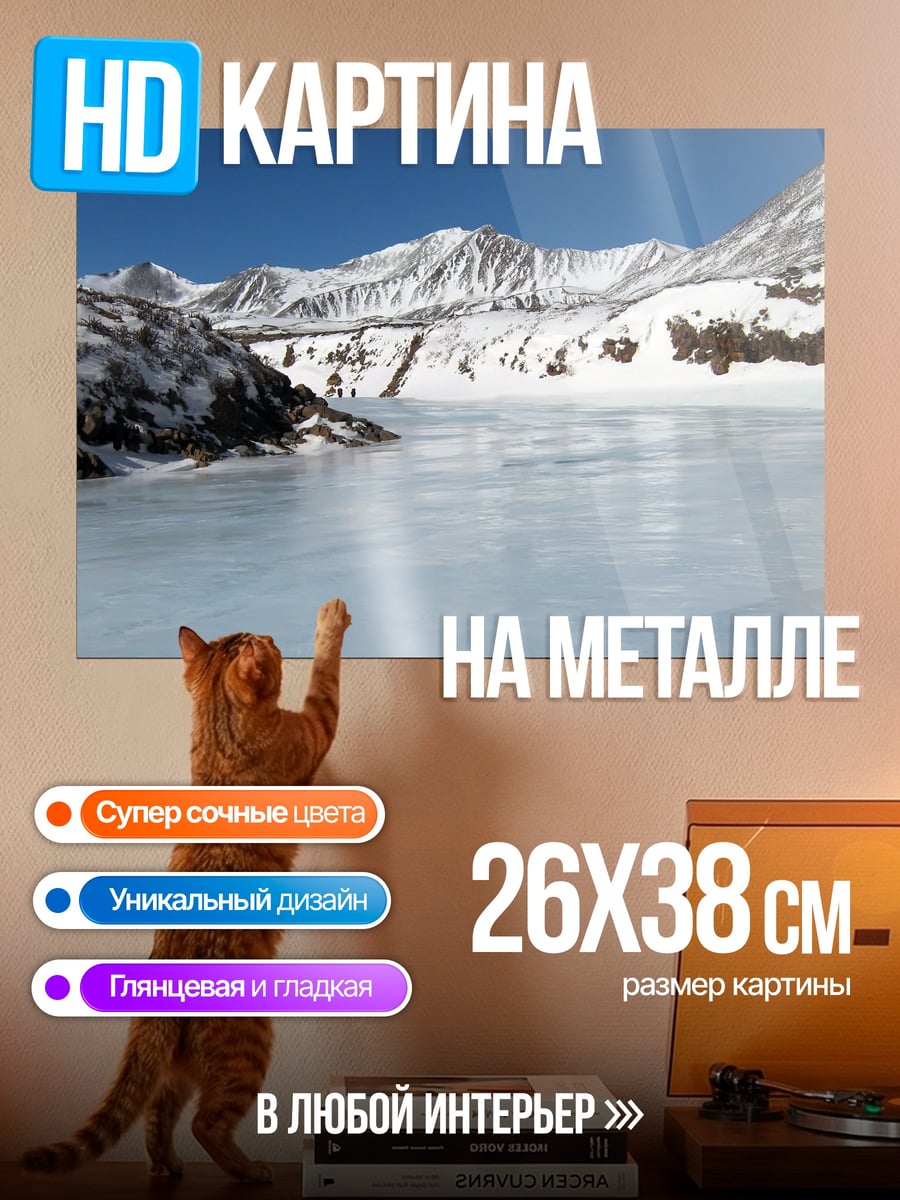 Картина на металле Ледяное озеро в горах