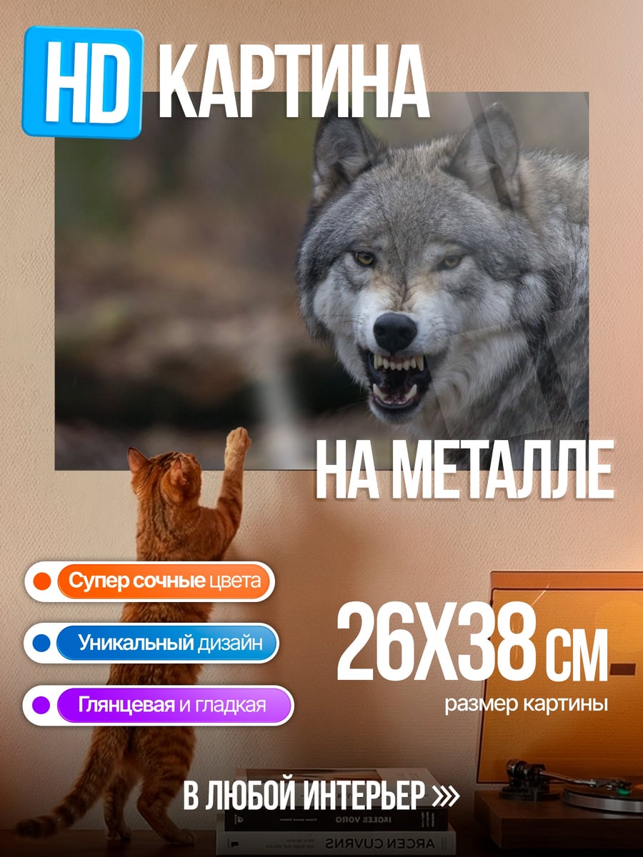 Картина на металле Злой волк