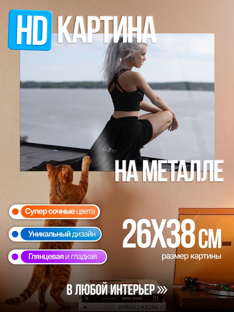 Картина на металле Девушка на крыше