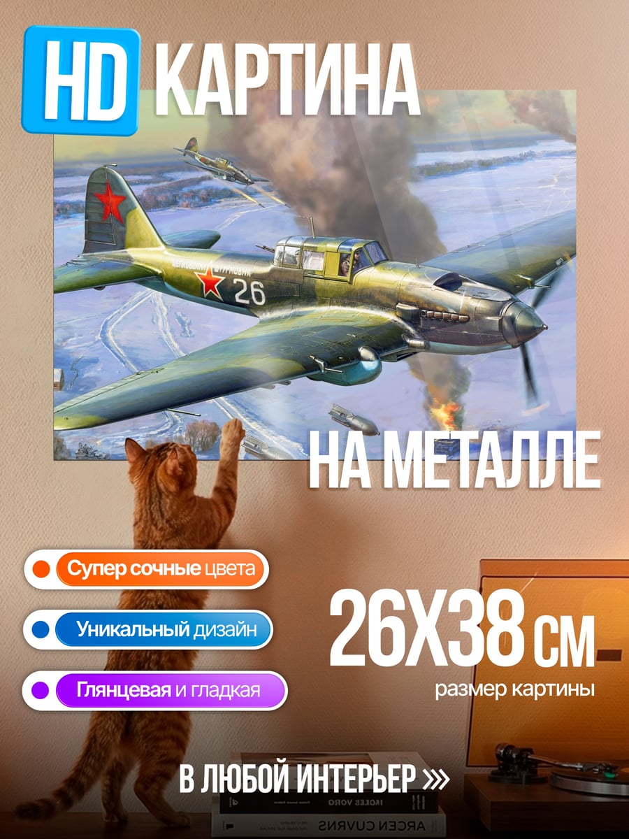 Картина на металле самолет в небе