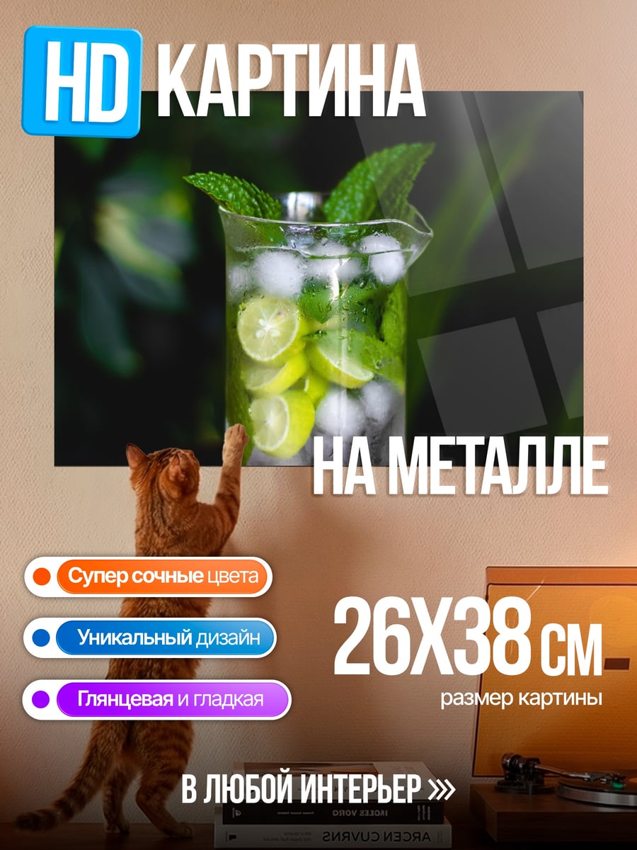 Картина на металле Лимонад с мятой