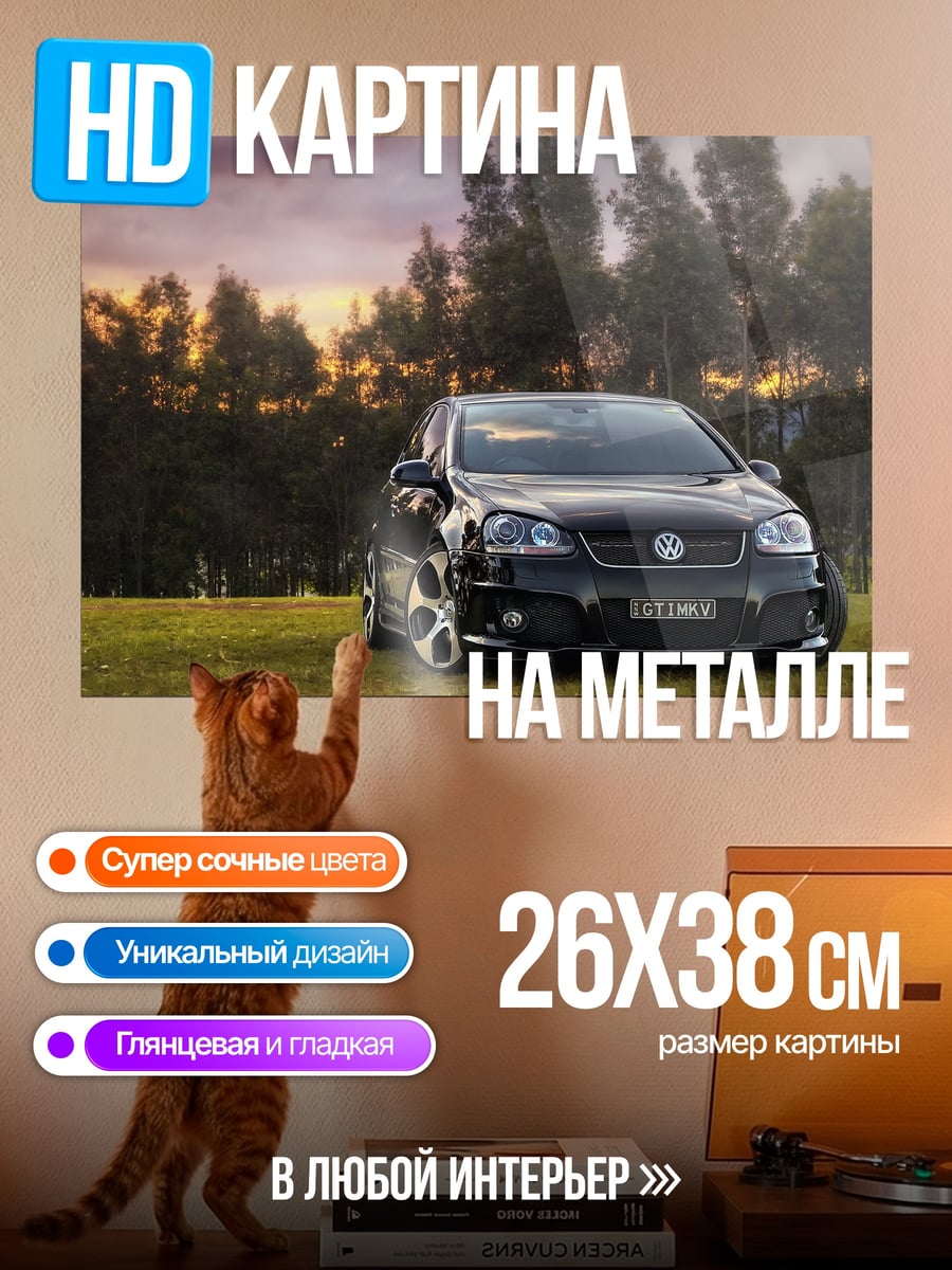 Картина на металле Черный спорткар