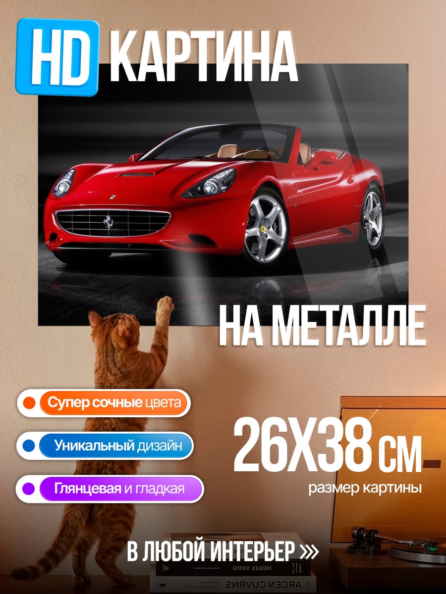 Картина на металле Красный Феррари