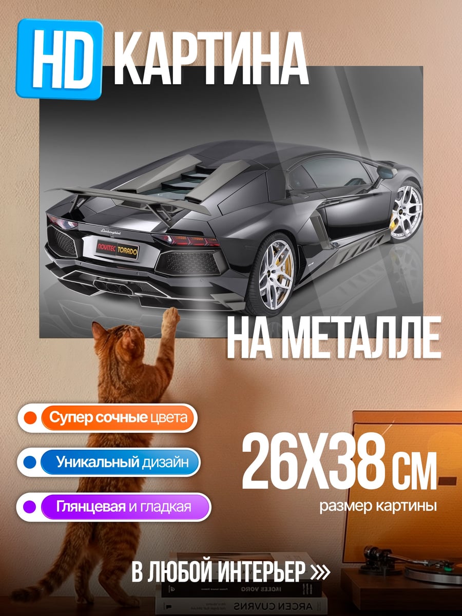 Картина на металле Черный спорткар