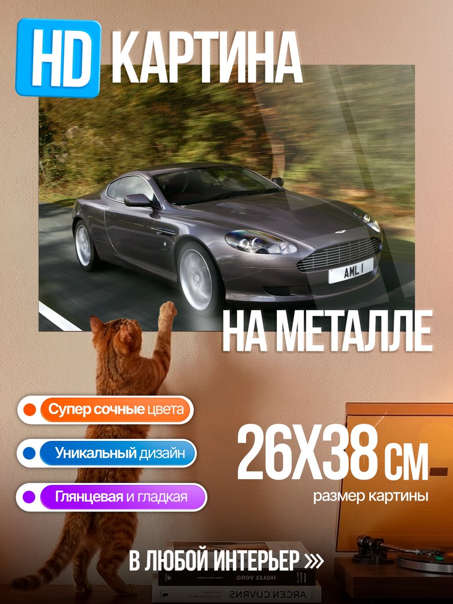 Картина на металле Спортивный автомобиль на дороге