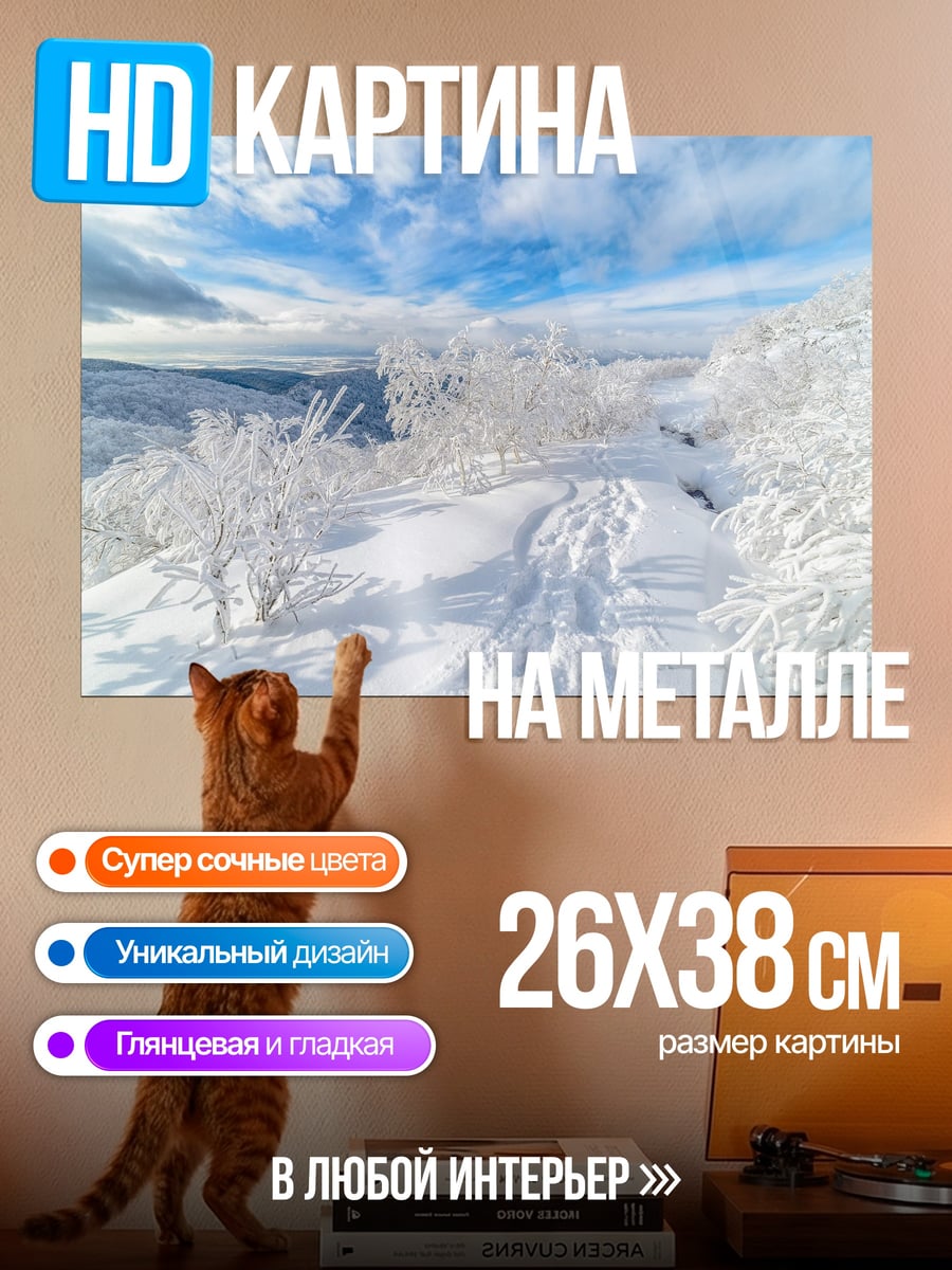 Картина на металле зимний пейзаж