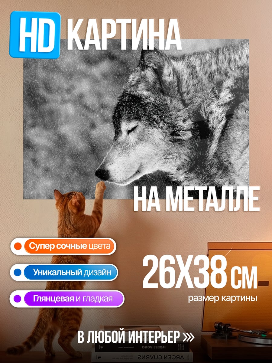 Картина на металле Портрет волка