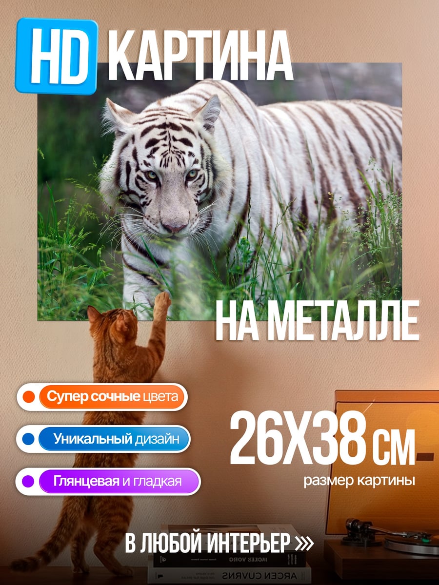 Картина на металле Белый тигр