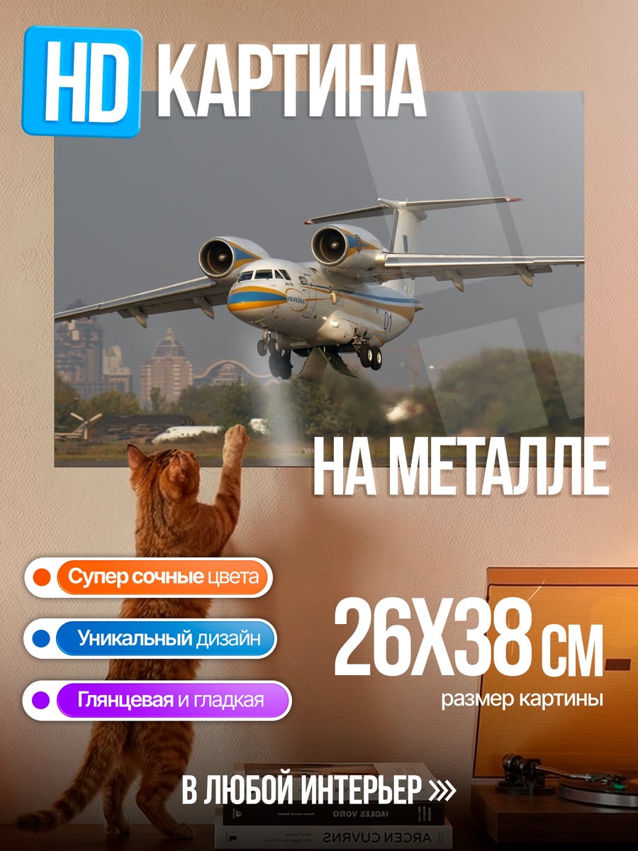 Картина на металле самолет на взлете