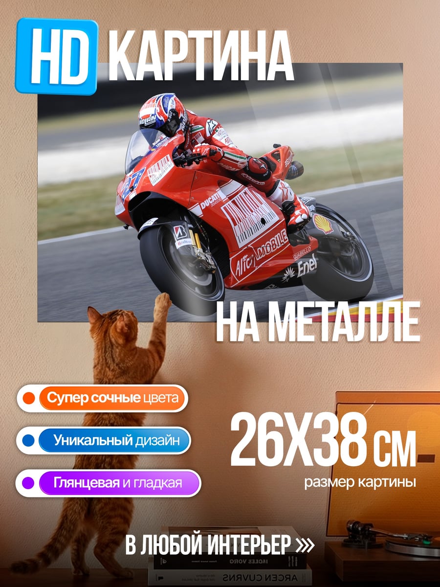 Картина на металле гонка на мотоцикле