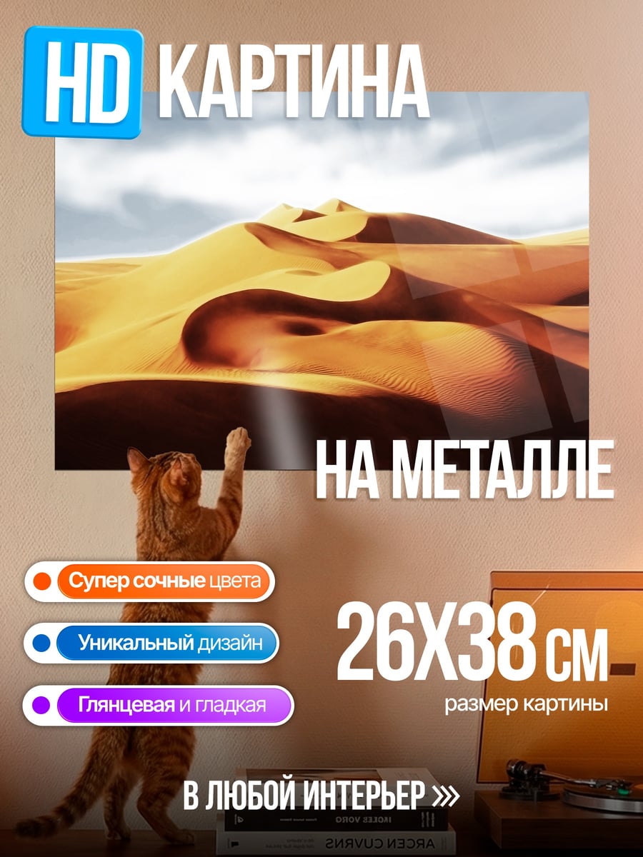 Картина на металле пустынные дюны закат