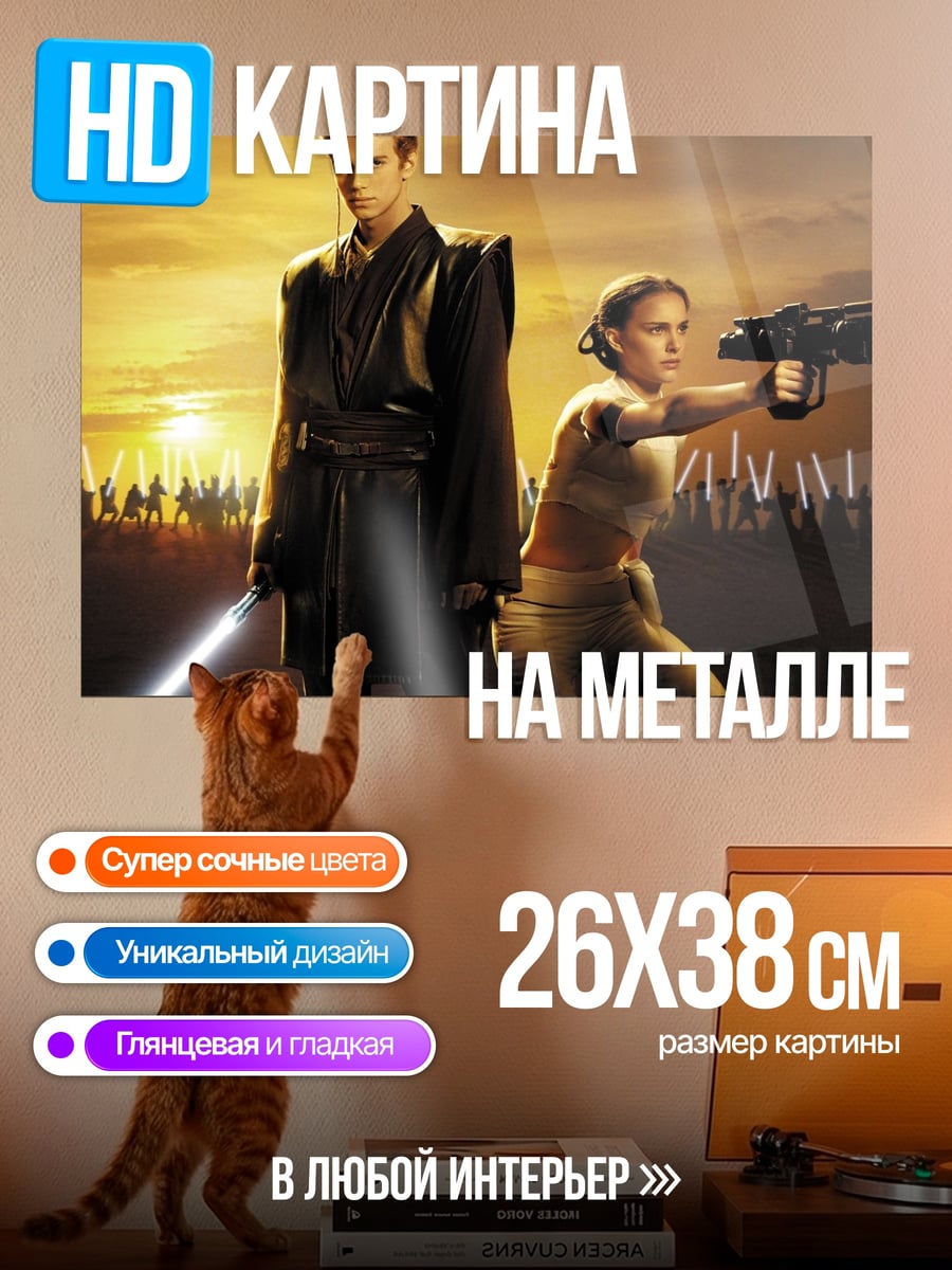 Картина на металле Джедай и Падме