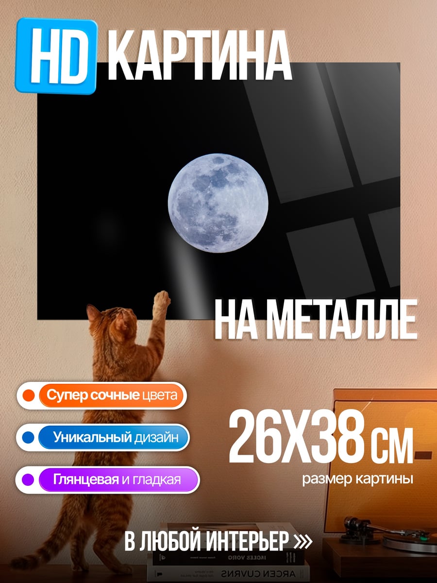 Картина на металле полнолуние в небе