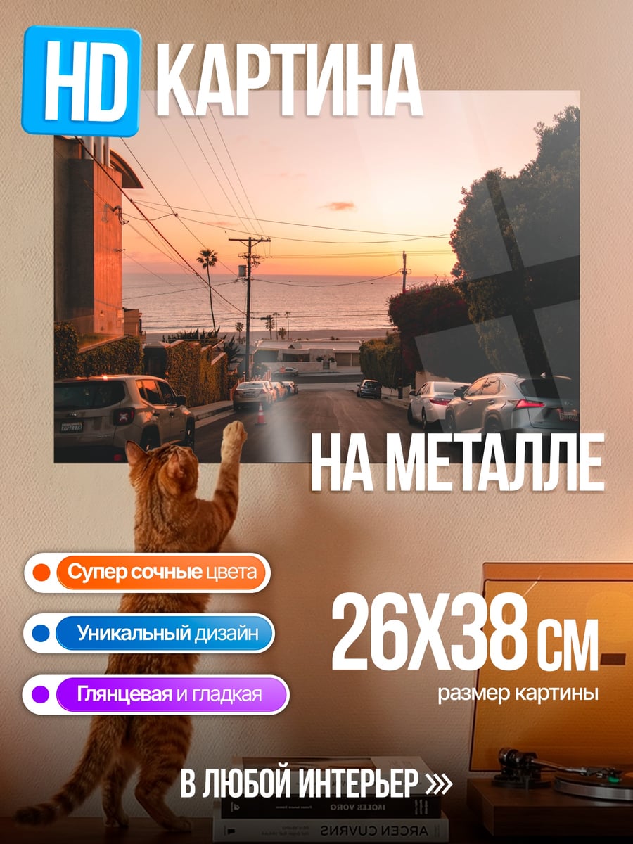 Картина на металле Путь к закату