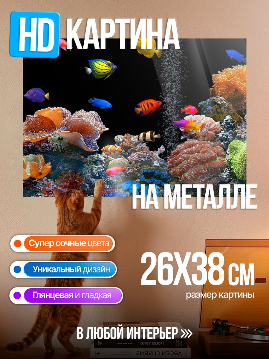 Картина на металле Подводный мир кораллов