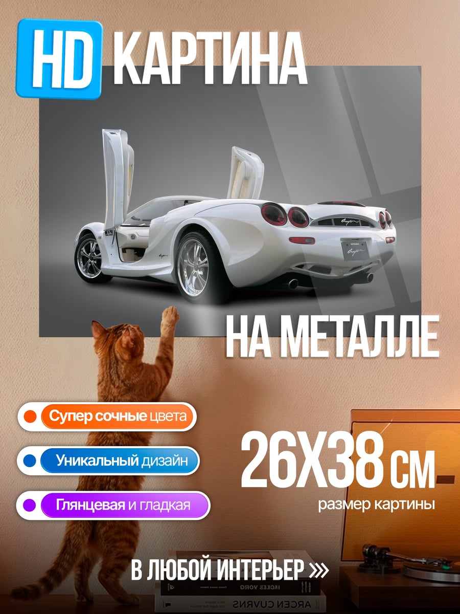 Картина на металле Белое спорт купе