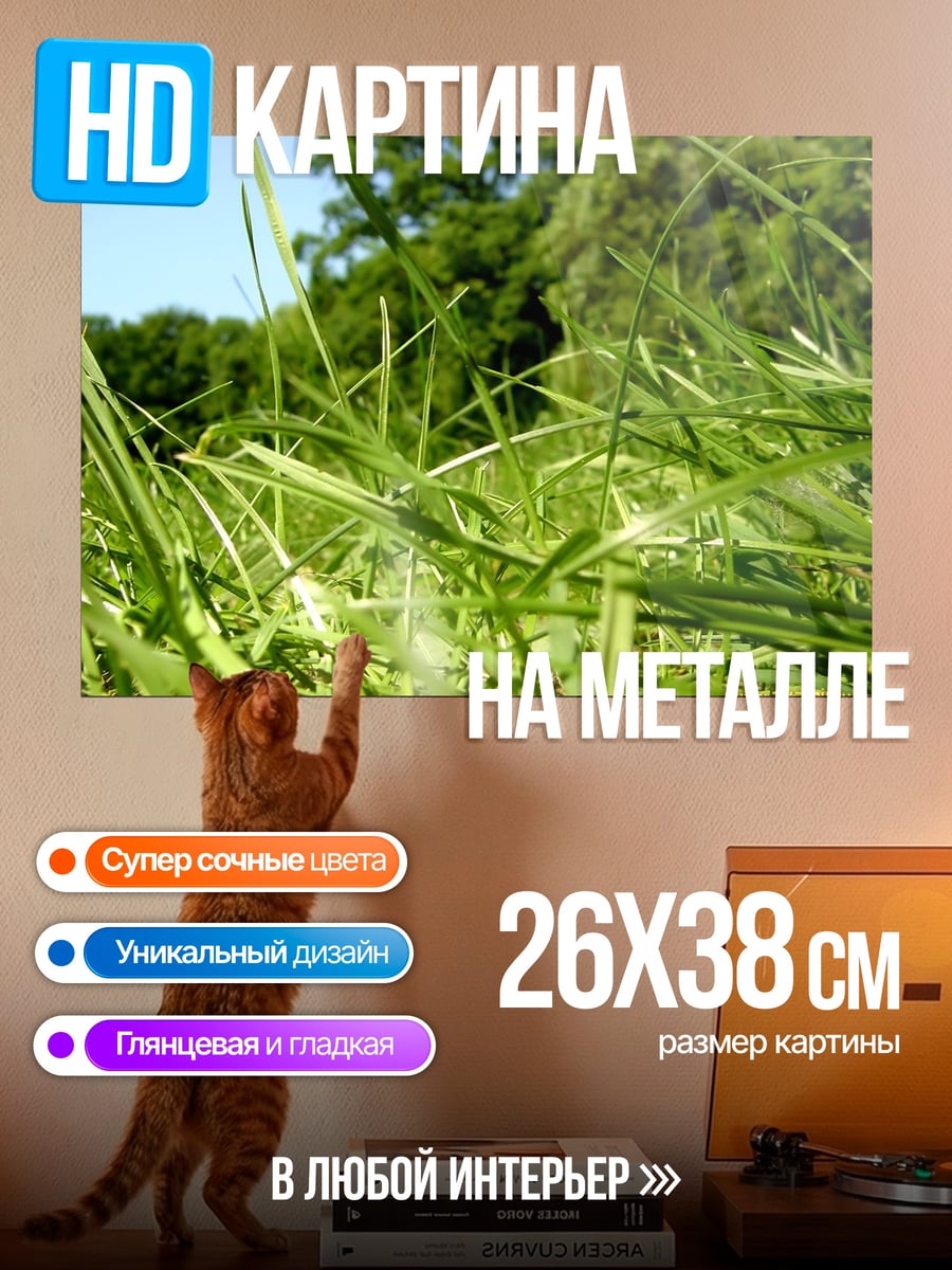 Картина на металле Зеленая трава