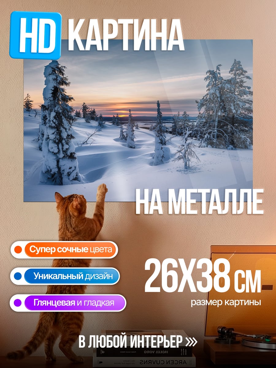 Картина на металле Зимний пейзаж