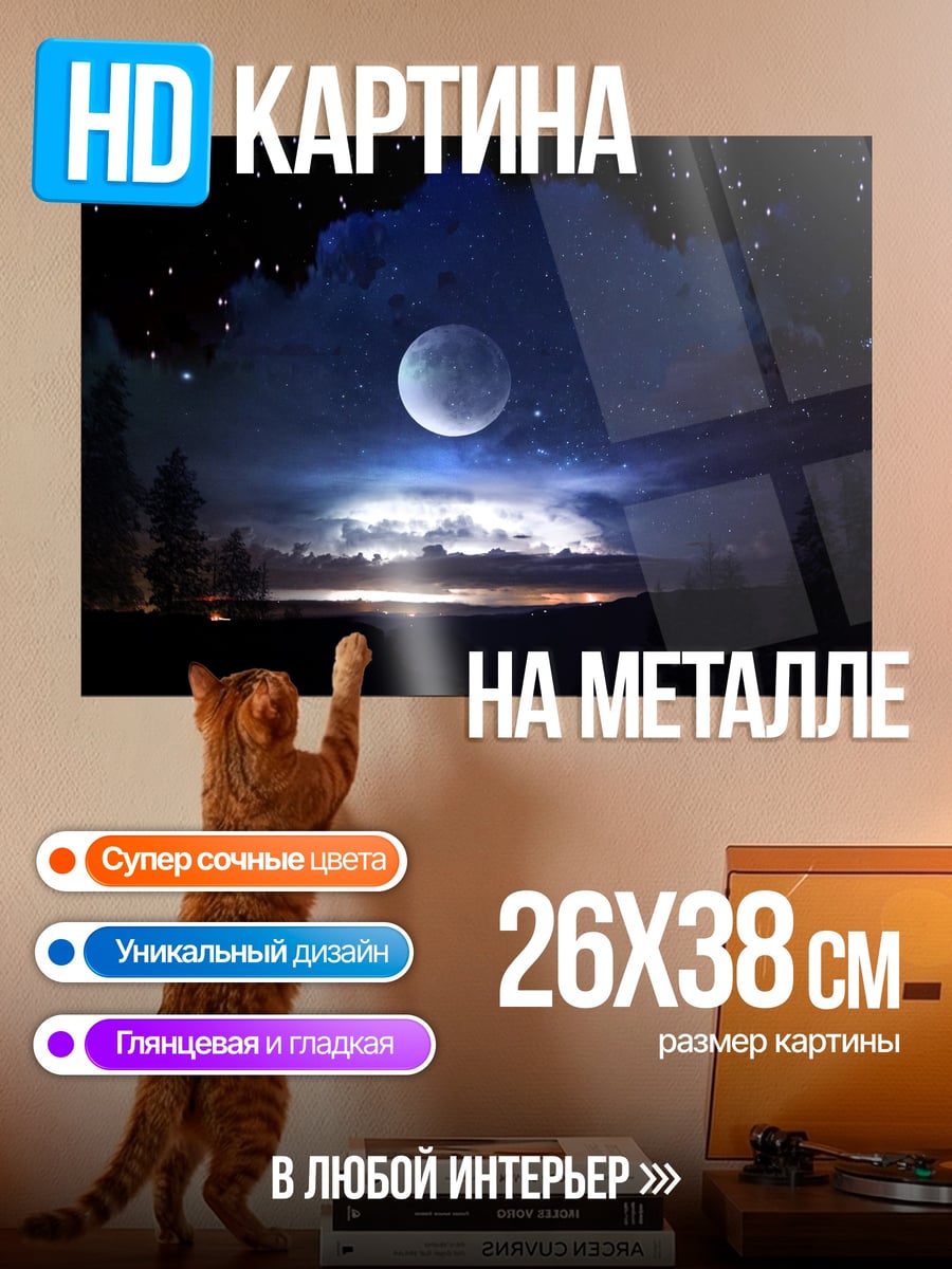 Картина на металле Лунная ночь
