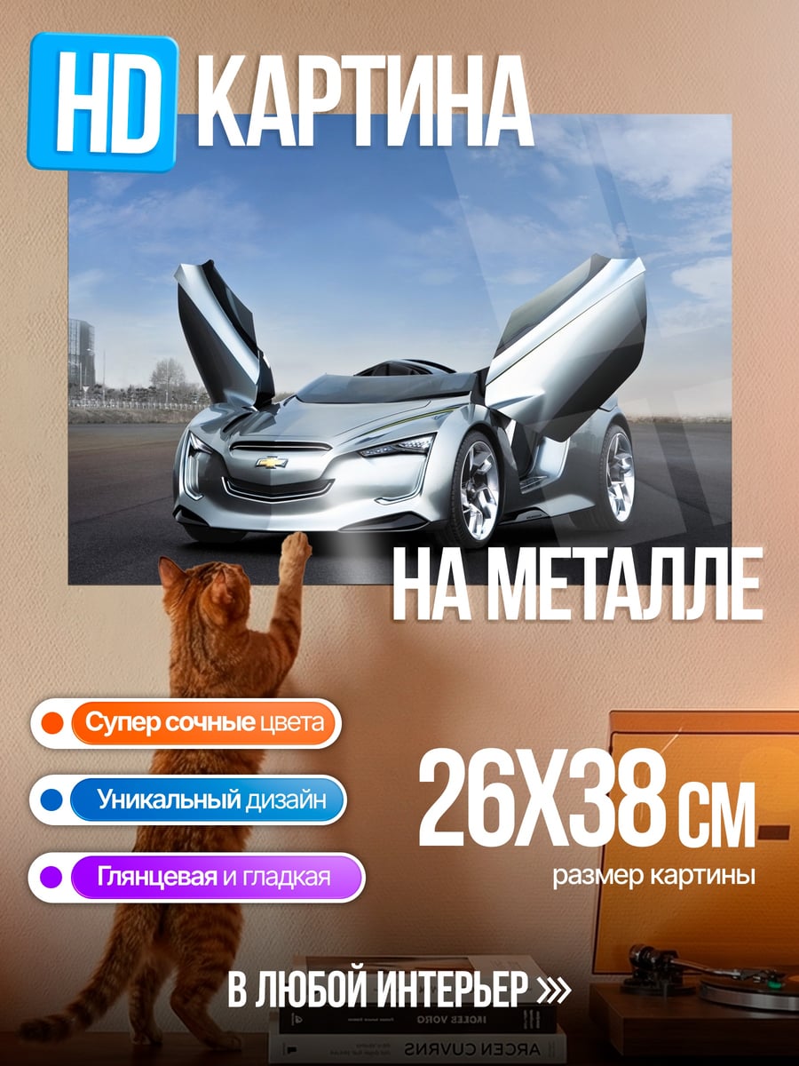 Картина на металле Серебристый концепткар