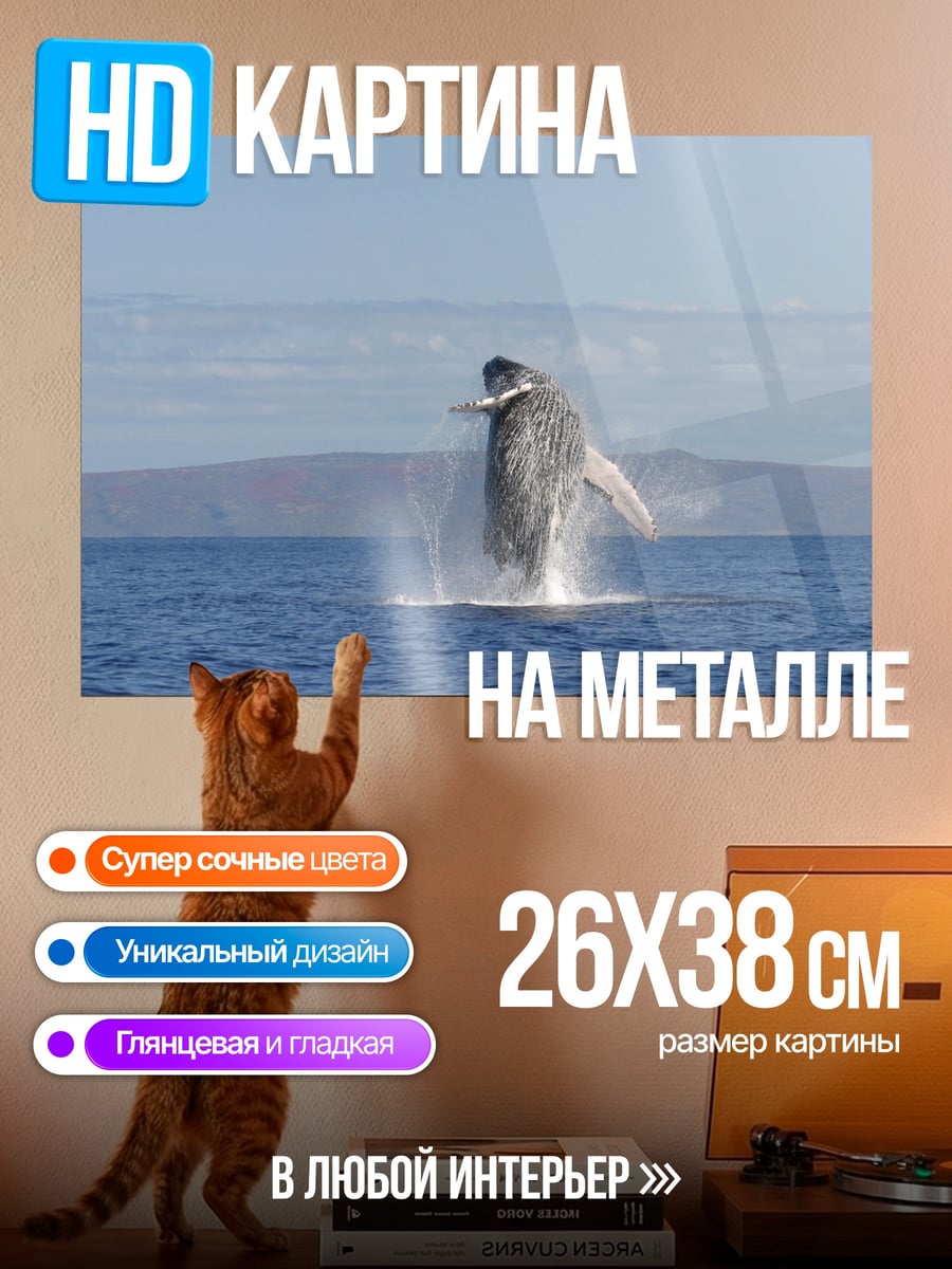 Картина на металле Прыжок кита