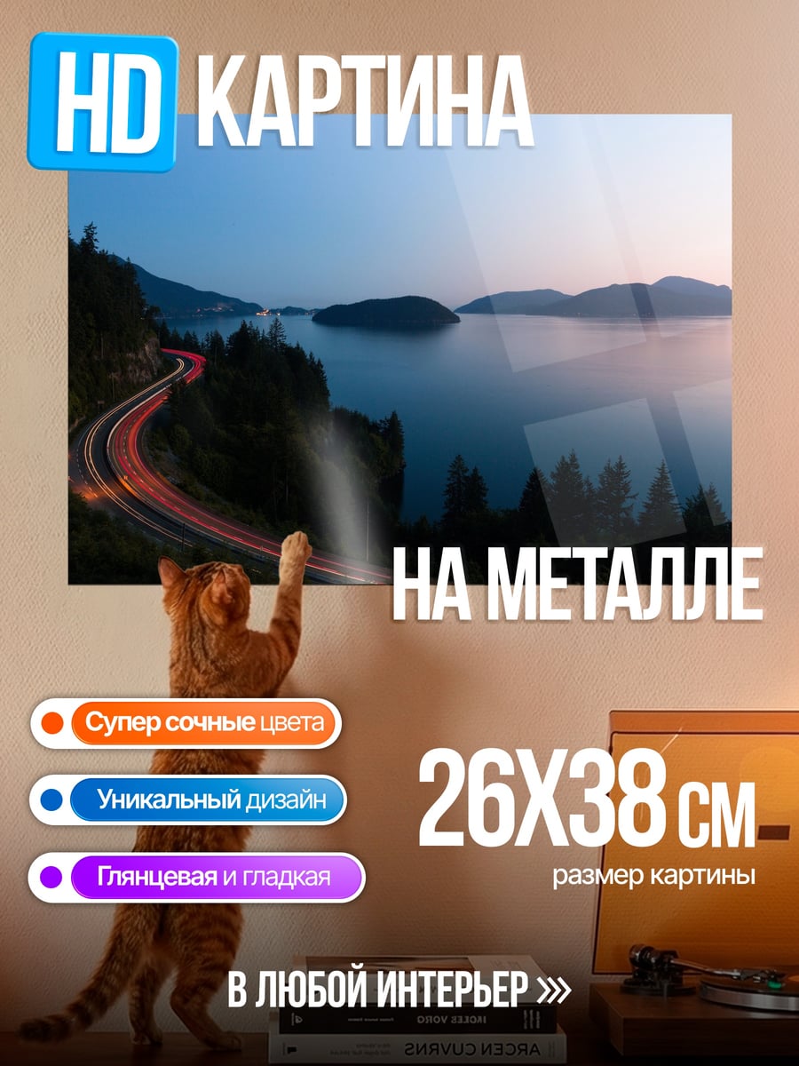 Картина на металле дорога у моря