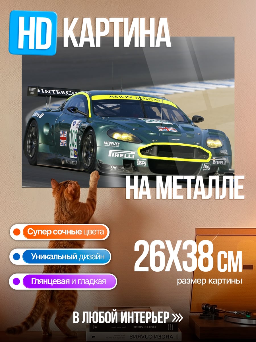 Картина на металле Гоночный автомобиль Aston Martin