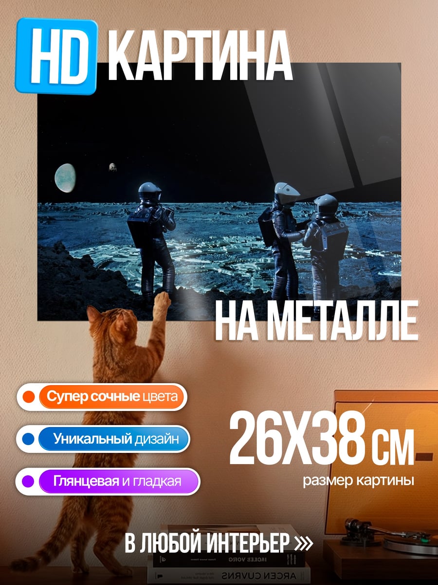 Картина на металле астронавты на луне