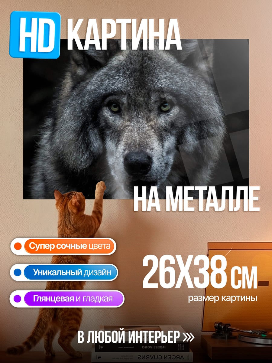 Картина на металле портрет волка