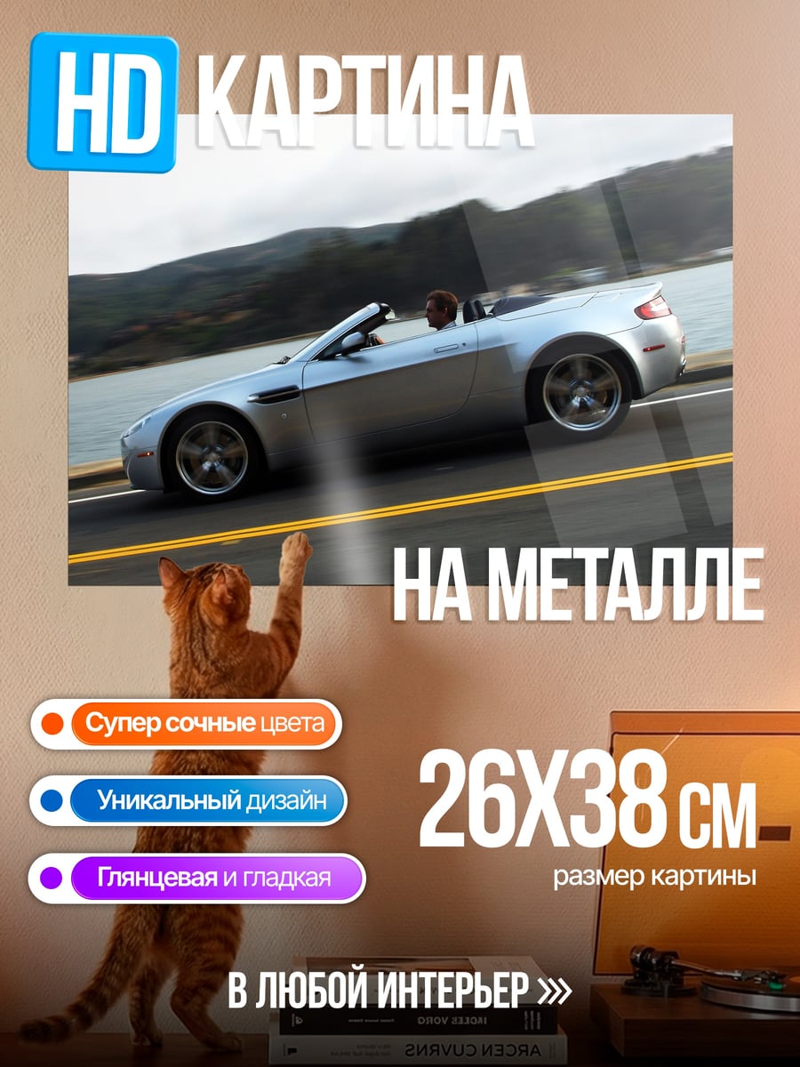 Картина на металле серебристый спорткар