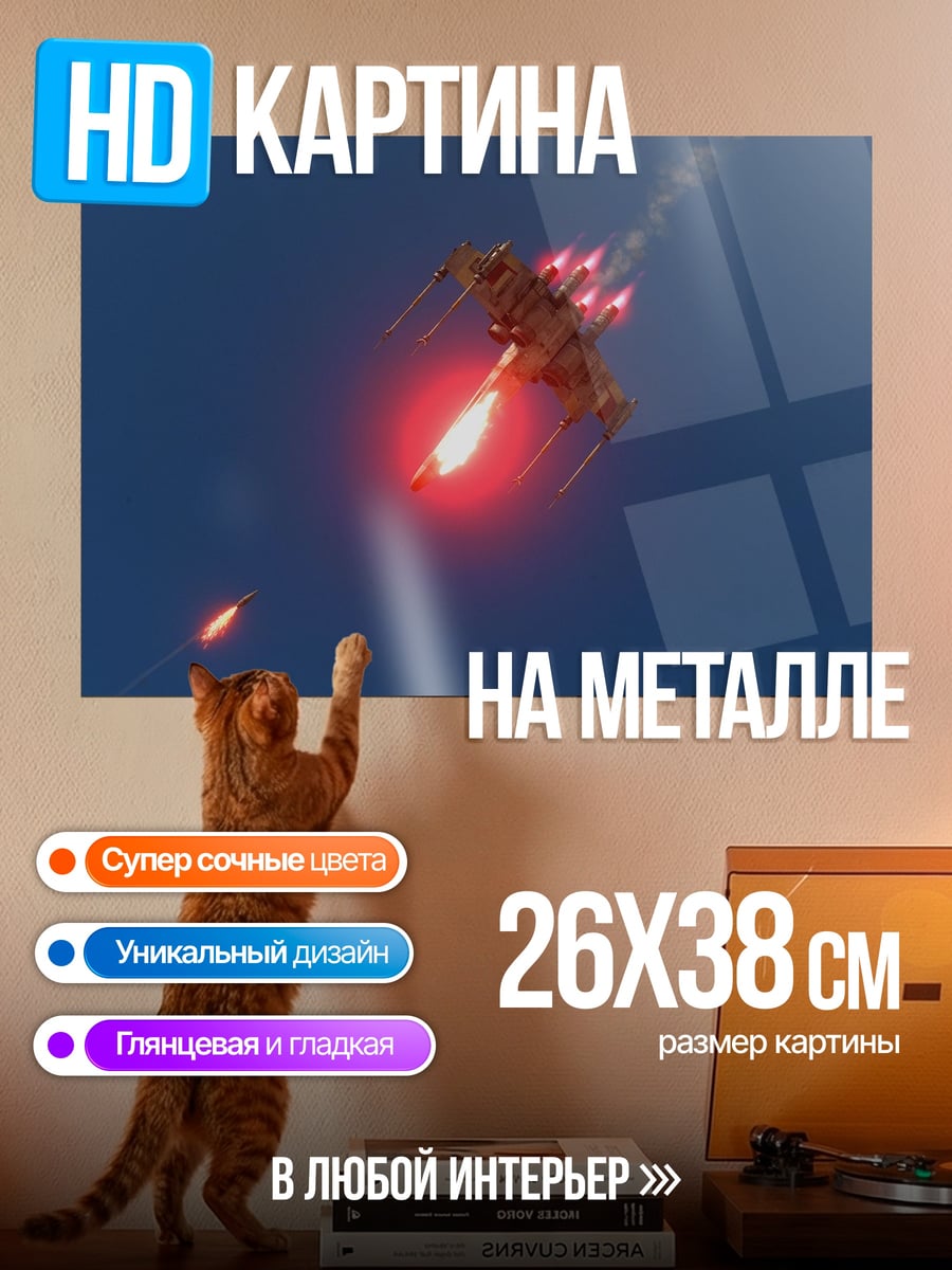 Картина на металле летящая ракета
