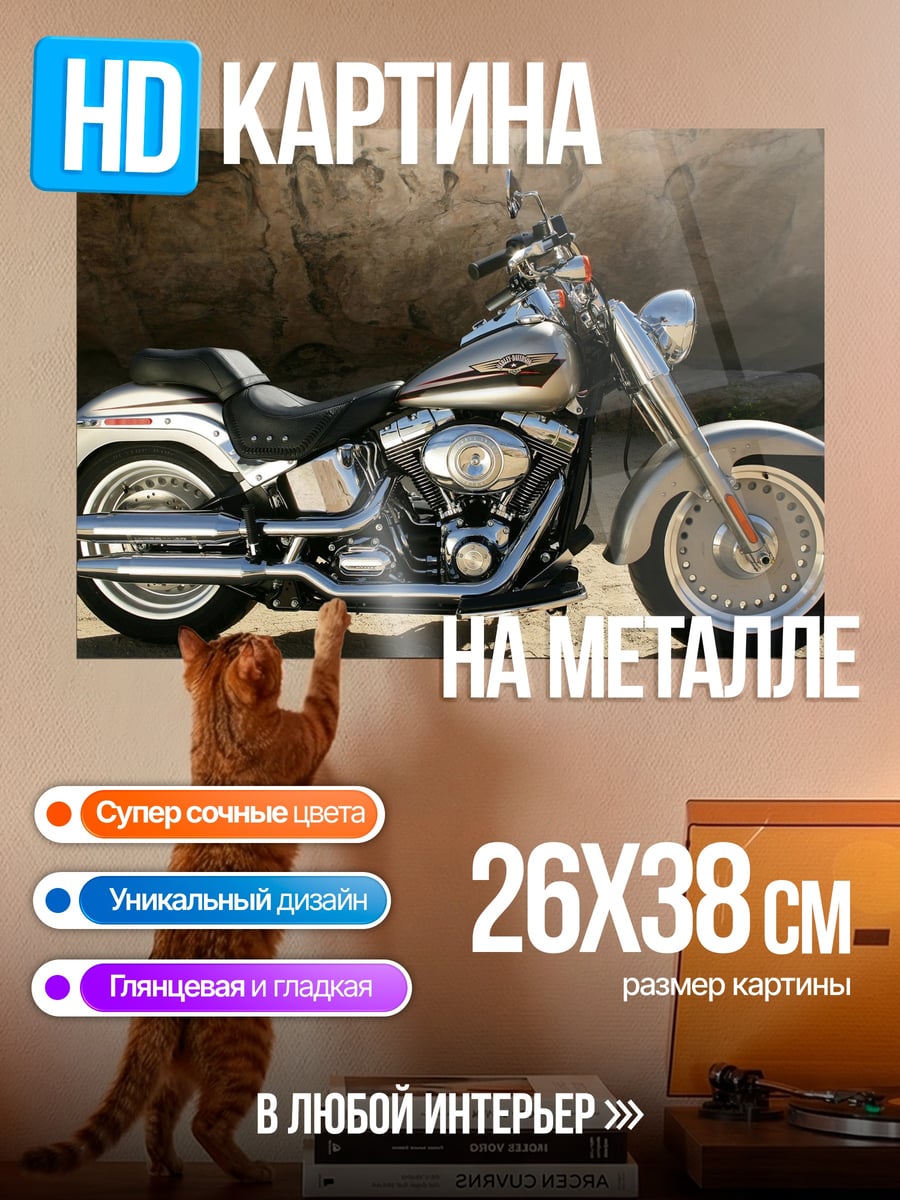 Картина на металле Круизер мотоцикл хром
