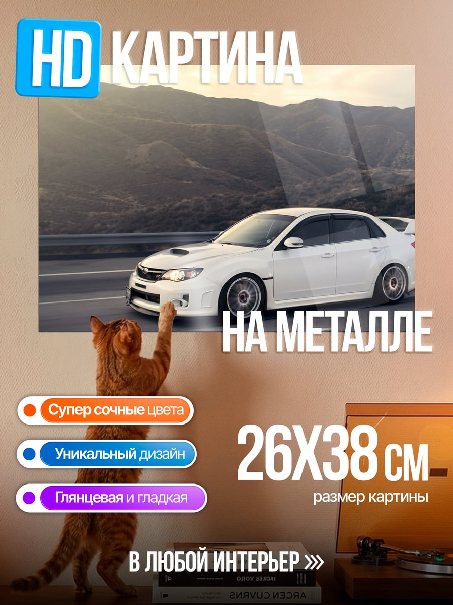 Картина на металле Белый Subaru WRX