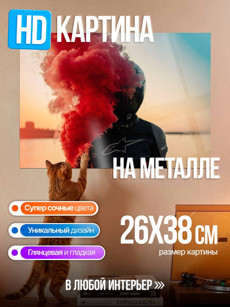 Картина на металле Дымовая шашка райдер
