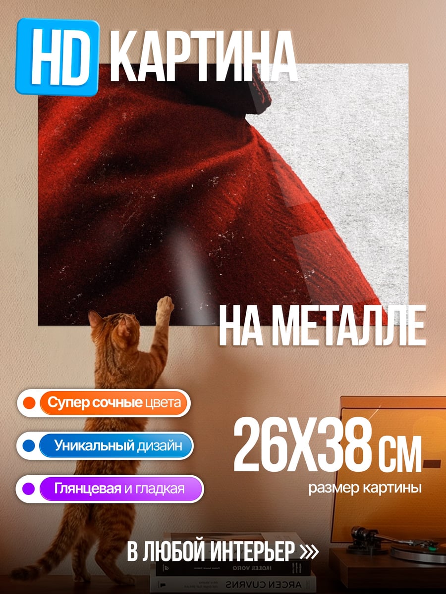 Картина на металле Рей в красном
