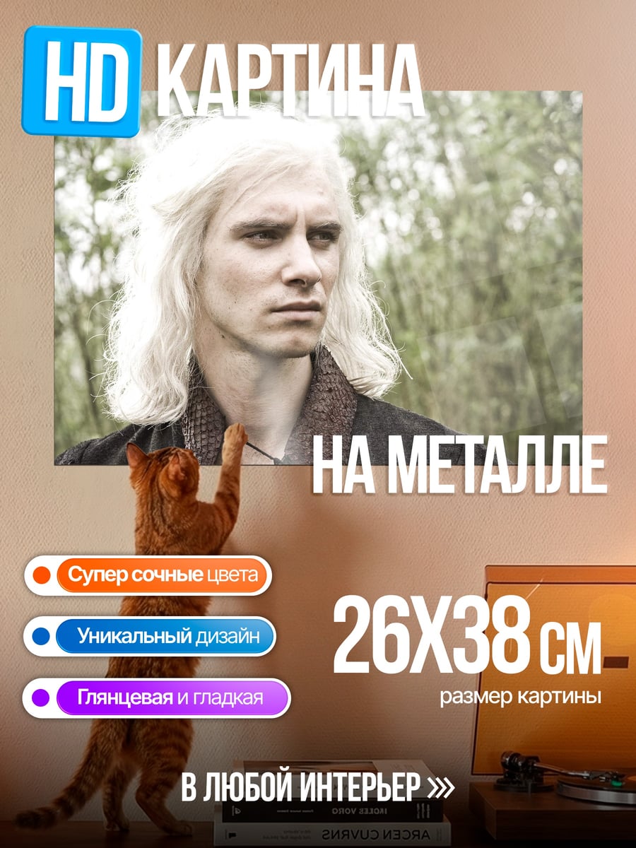 Картина на металле беловолосый воин