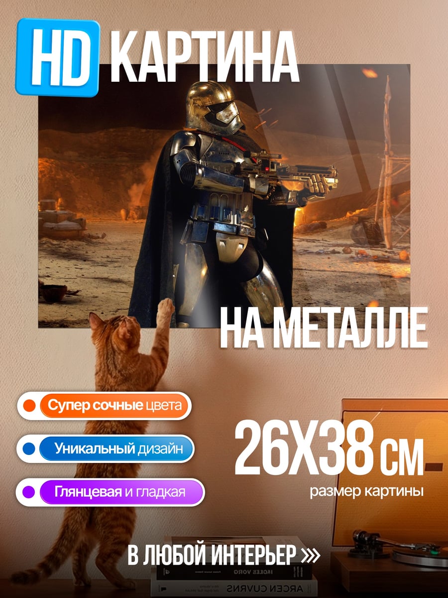 Картина на металле Золотой штурмовик