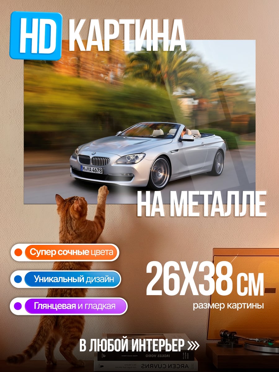 Картина на металле Серебристый кабриолет