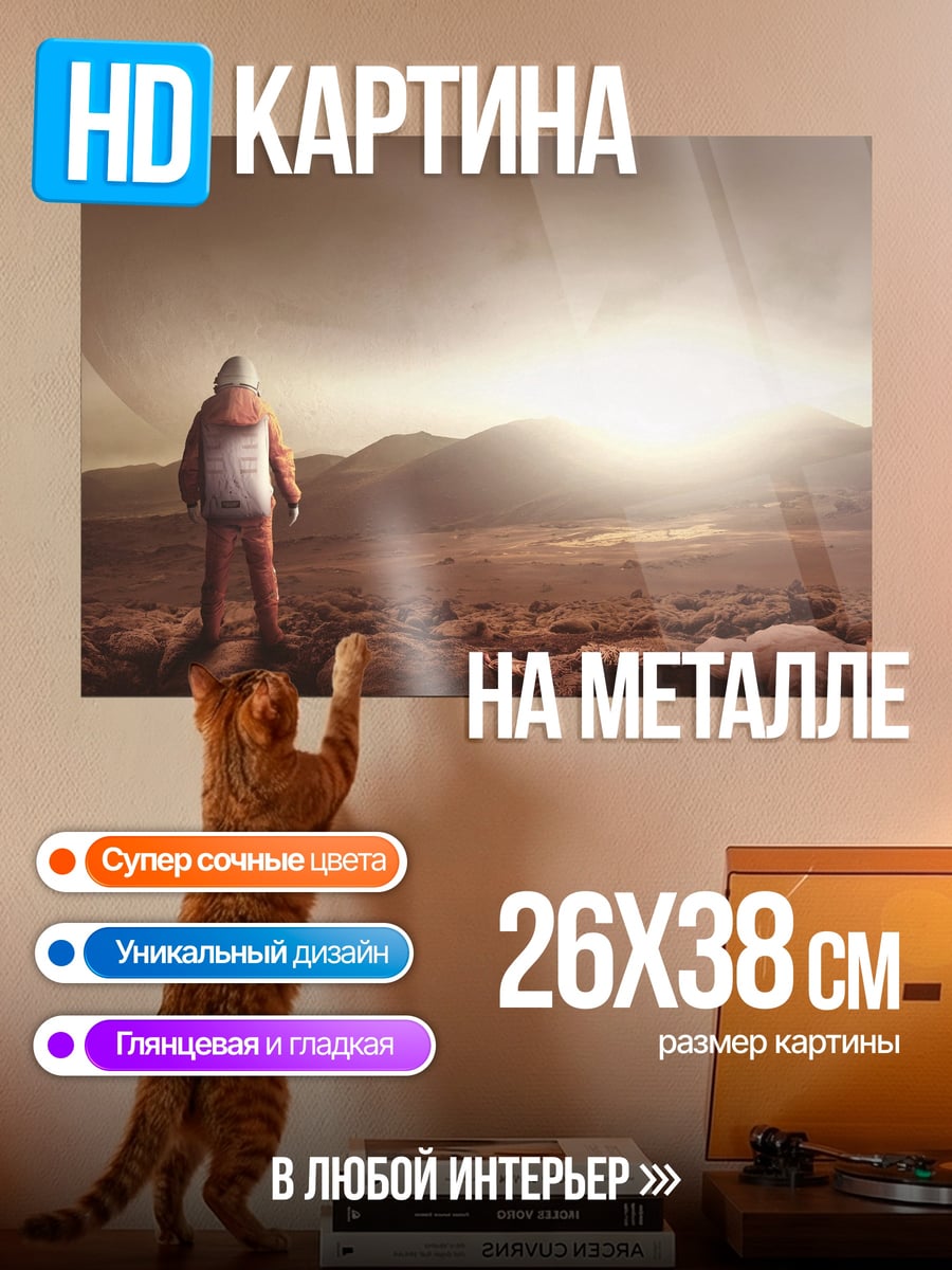 Картина на металле астронавт на Марсе