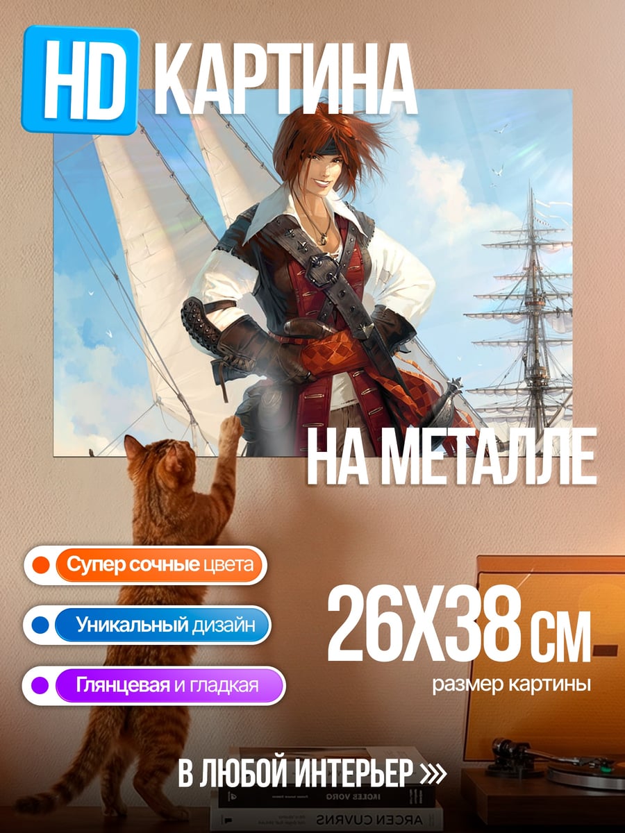 Картина на металле Девушка пират
