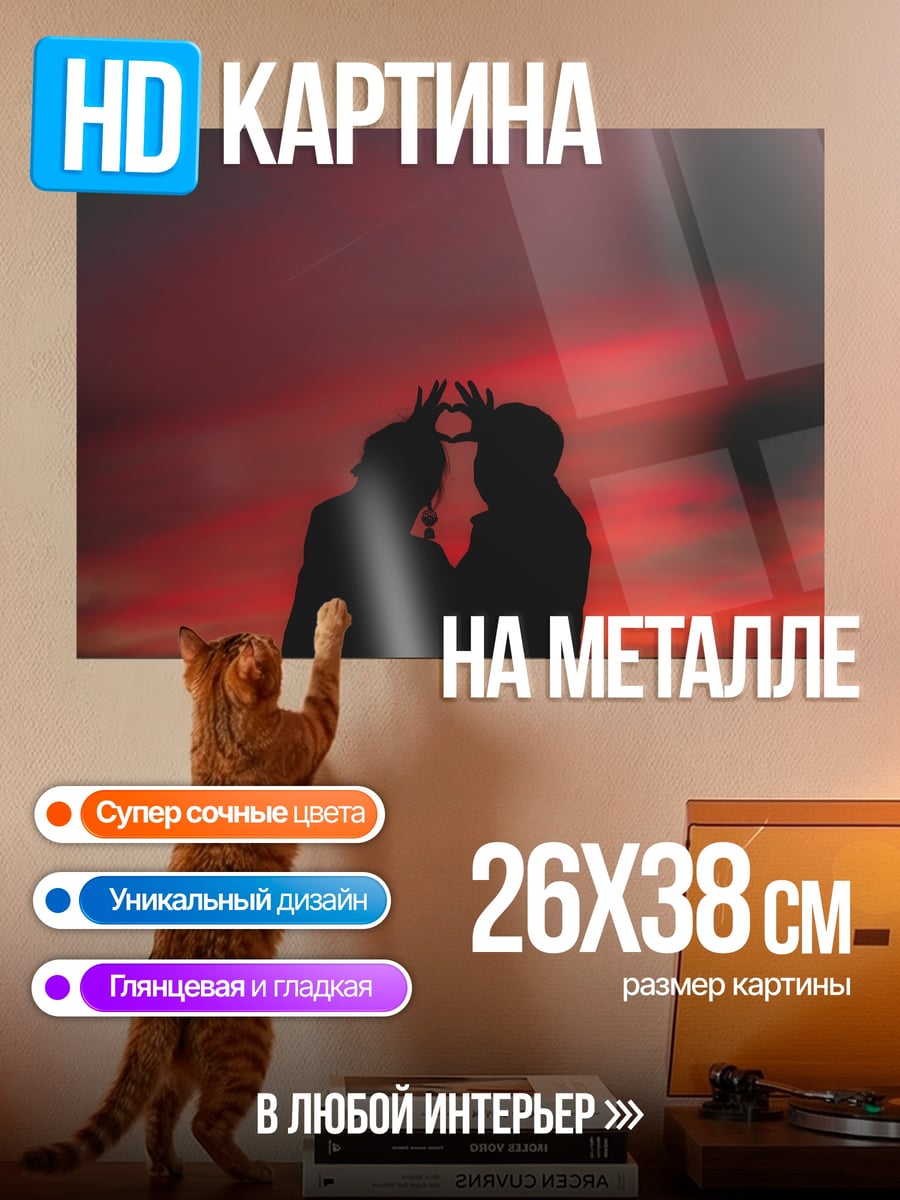 Картина на металле Силуэт пары