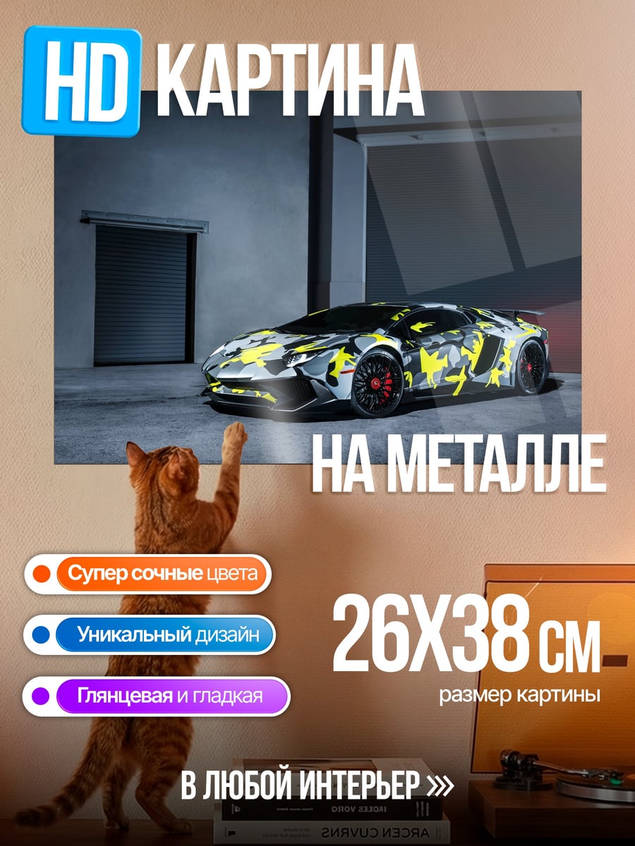 Картина на металле спортивный автомобиль камуфляж
