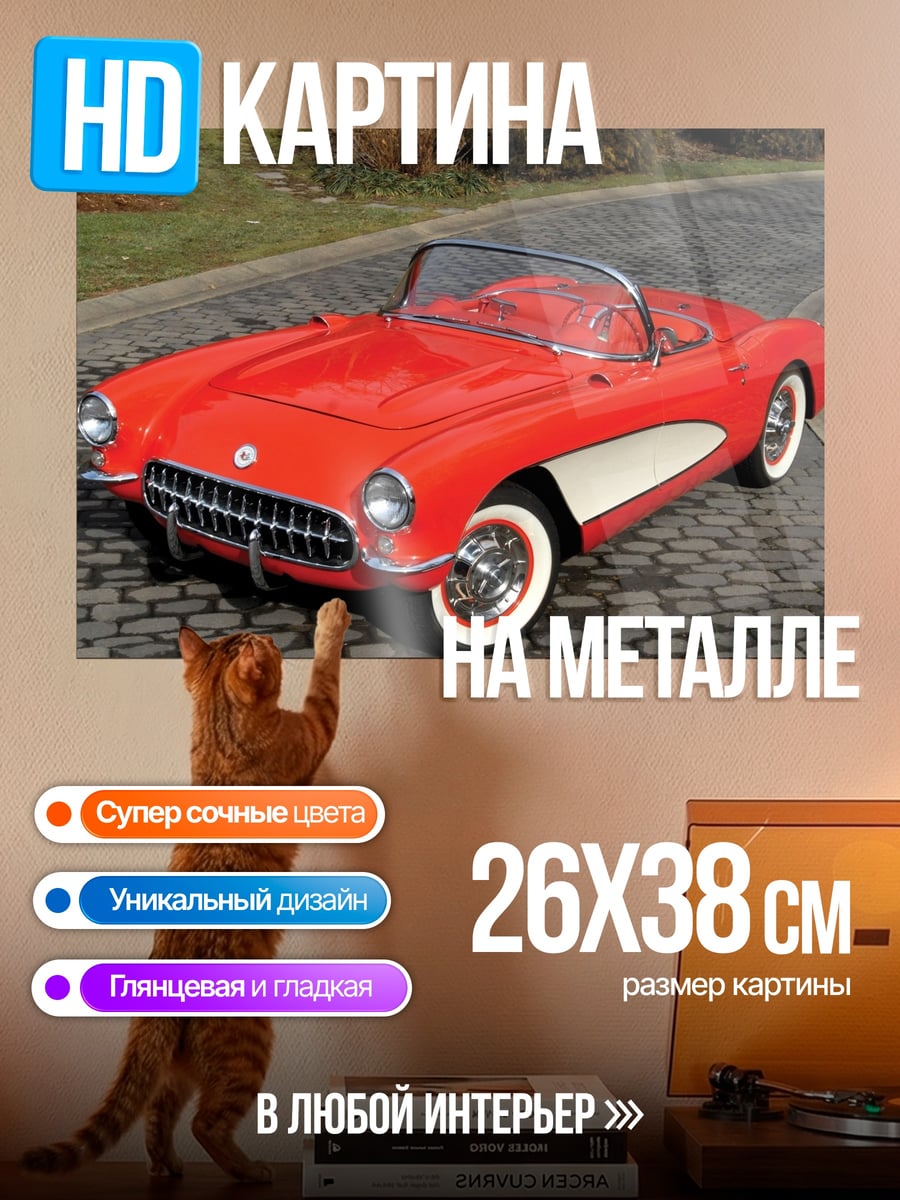 Картина на металле Красный Корвет
