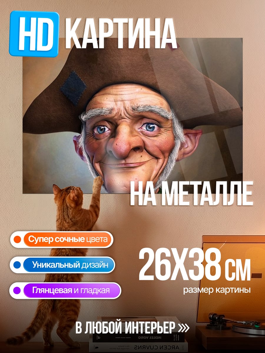 Картина на металле Старый пиратский капитан