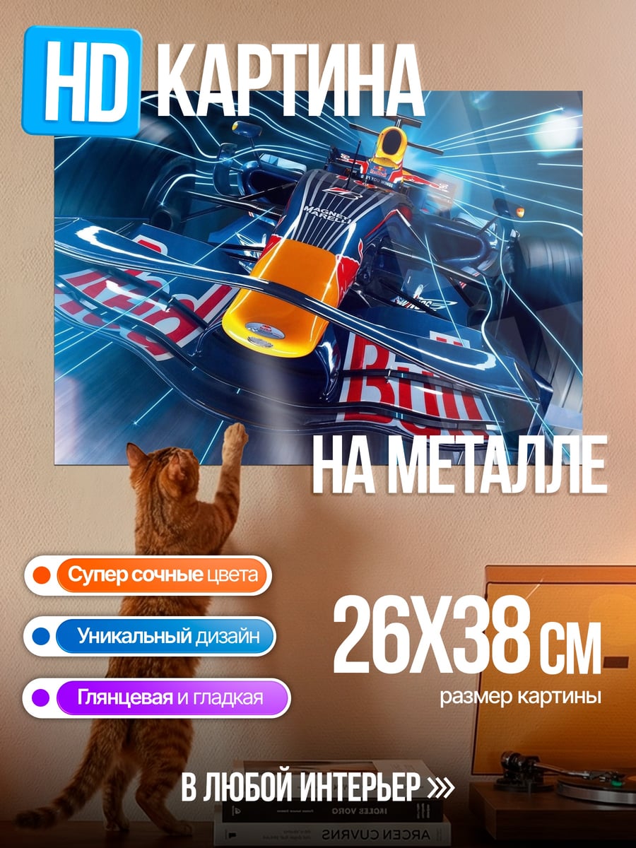 Картина на металле Формула 1 в движении