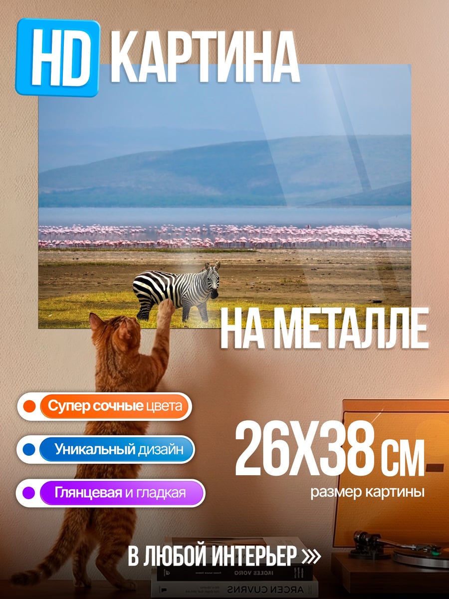 Картина на металле Зебра на сафари