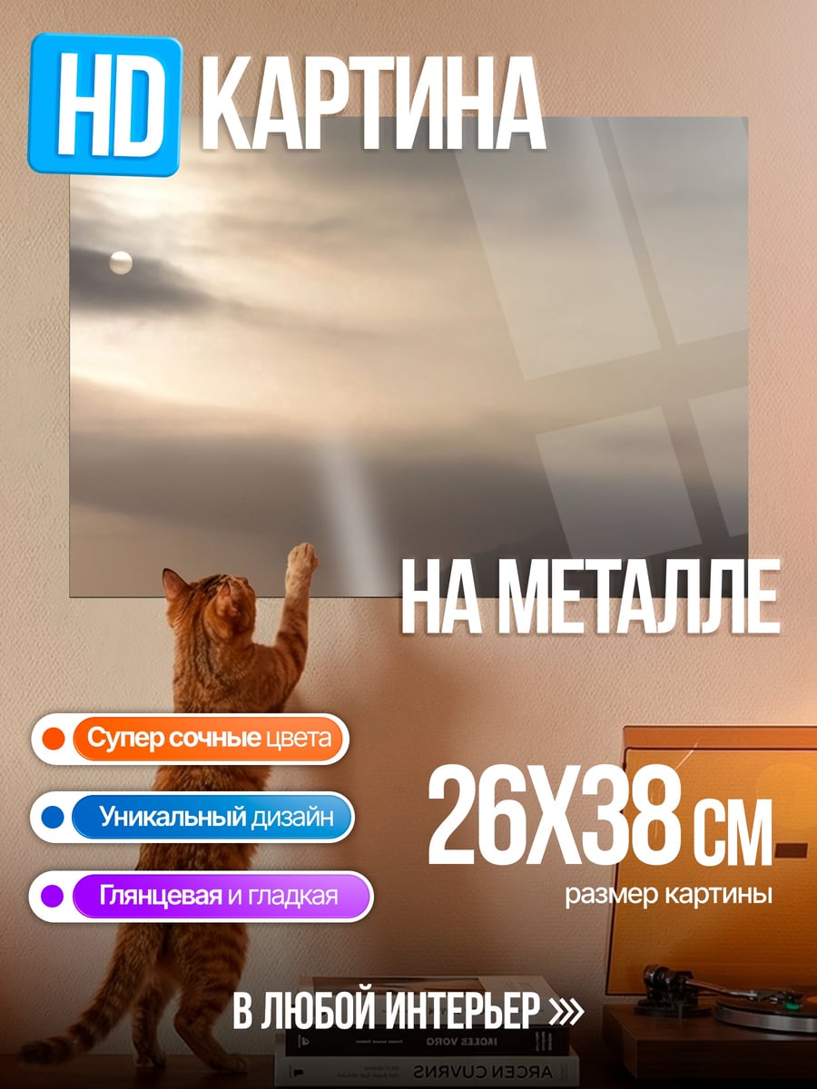 Картина на металле закат над водой