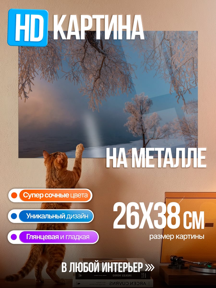 Картина на металле Зимний пейзаж