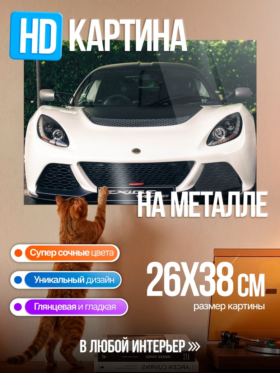 Картина на металле Белый спорткар Lotus